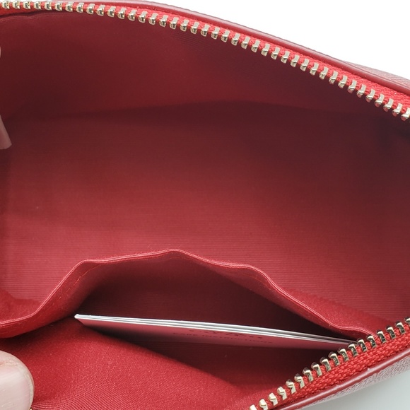 Coach Red Crossgrain Leather Cosmetic Case F57857 - Picture 3 of 4